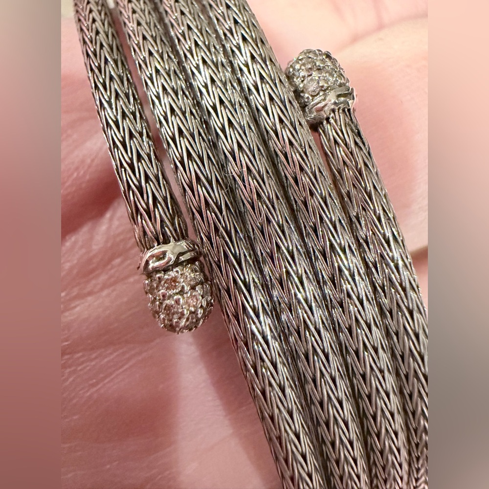 John Hardy Silver and Diamonds Multi-Strand Bracelet - Picture 3 of 6